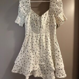 Alice + Olivia Cream Dress with Black Accents